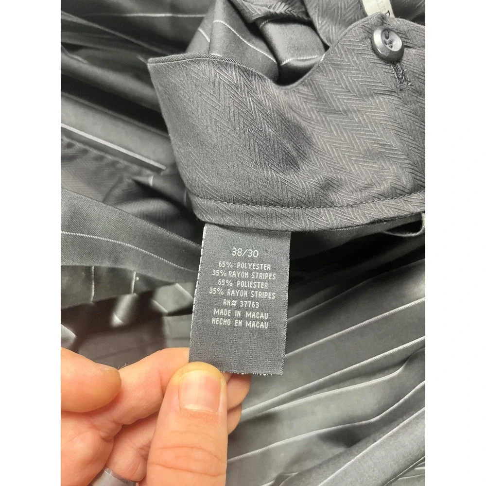 Perry Ellis Portfolio Mens Black Pinstripe Neo-Luxe Dress Pants 38x30 New